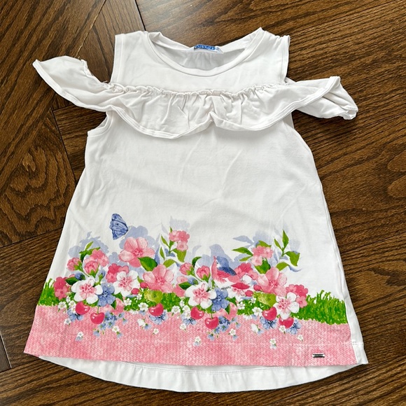 Mayoral girls flower top with ruffle sleeves 5 yrs old - Picture 1 of 2